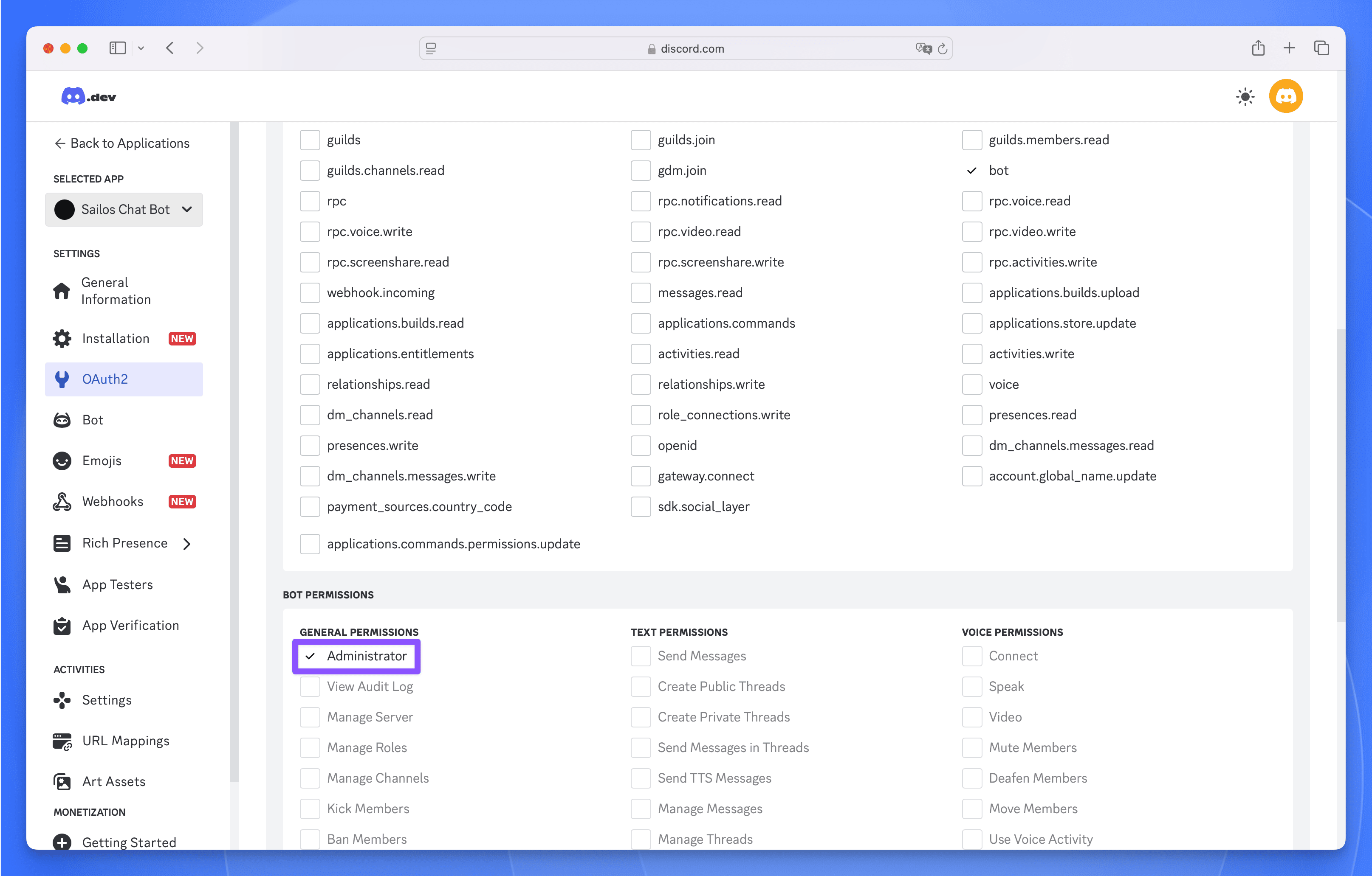 Discord Developer Portal Bot Permissions