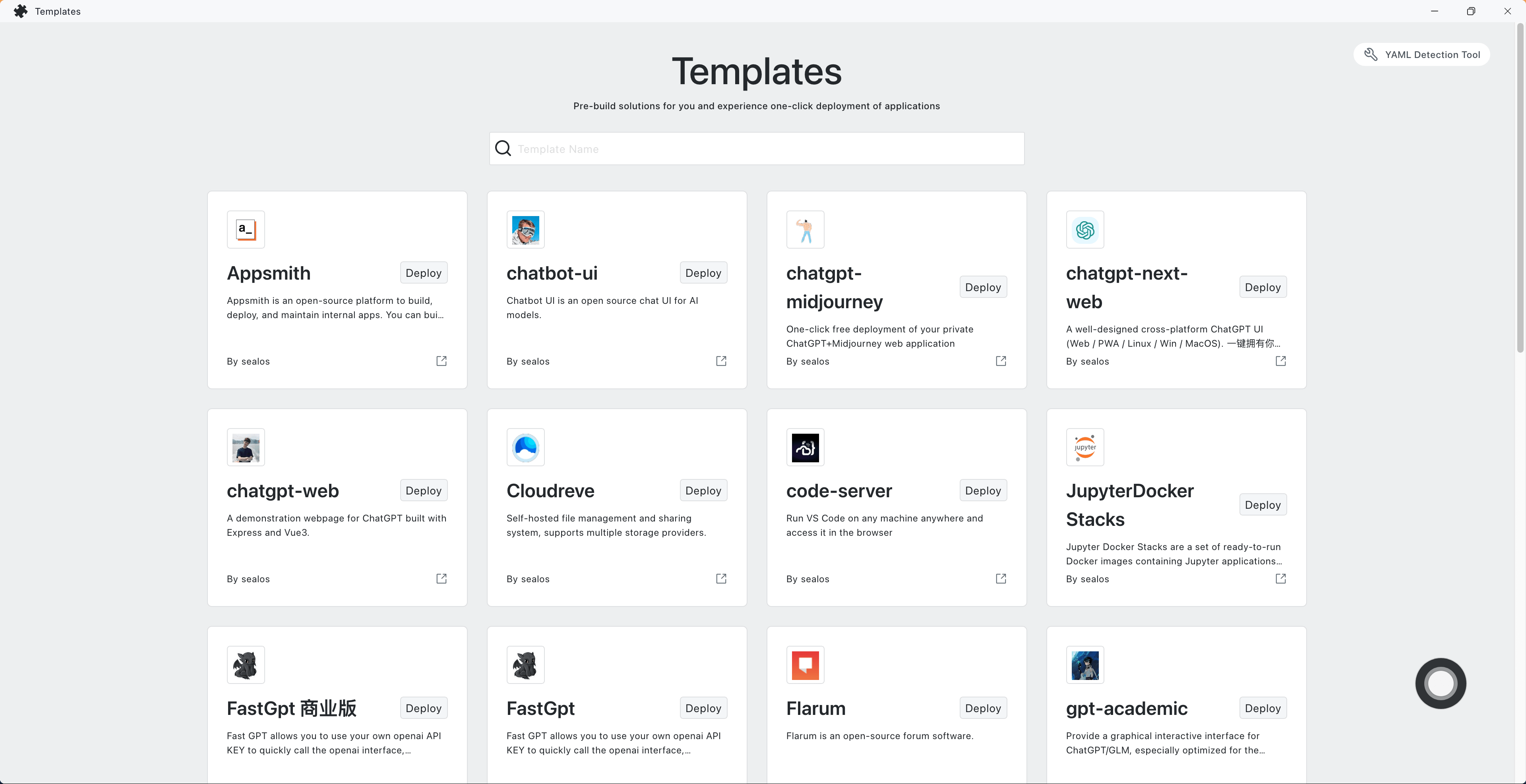 Viewing the templates marketplace